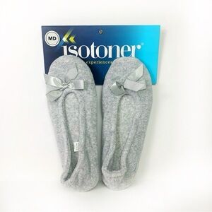 Isotoner Cozy Ballet Slippers Gray | Women’s Medium | Holiday Gift Must-Have